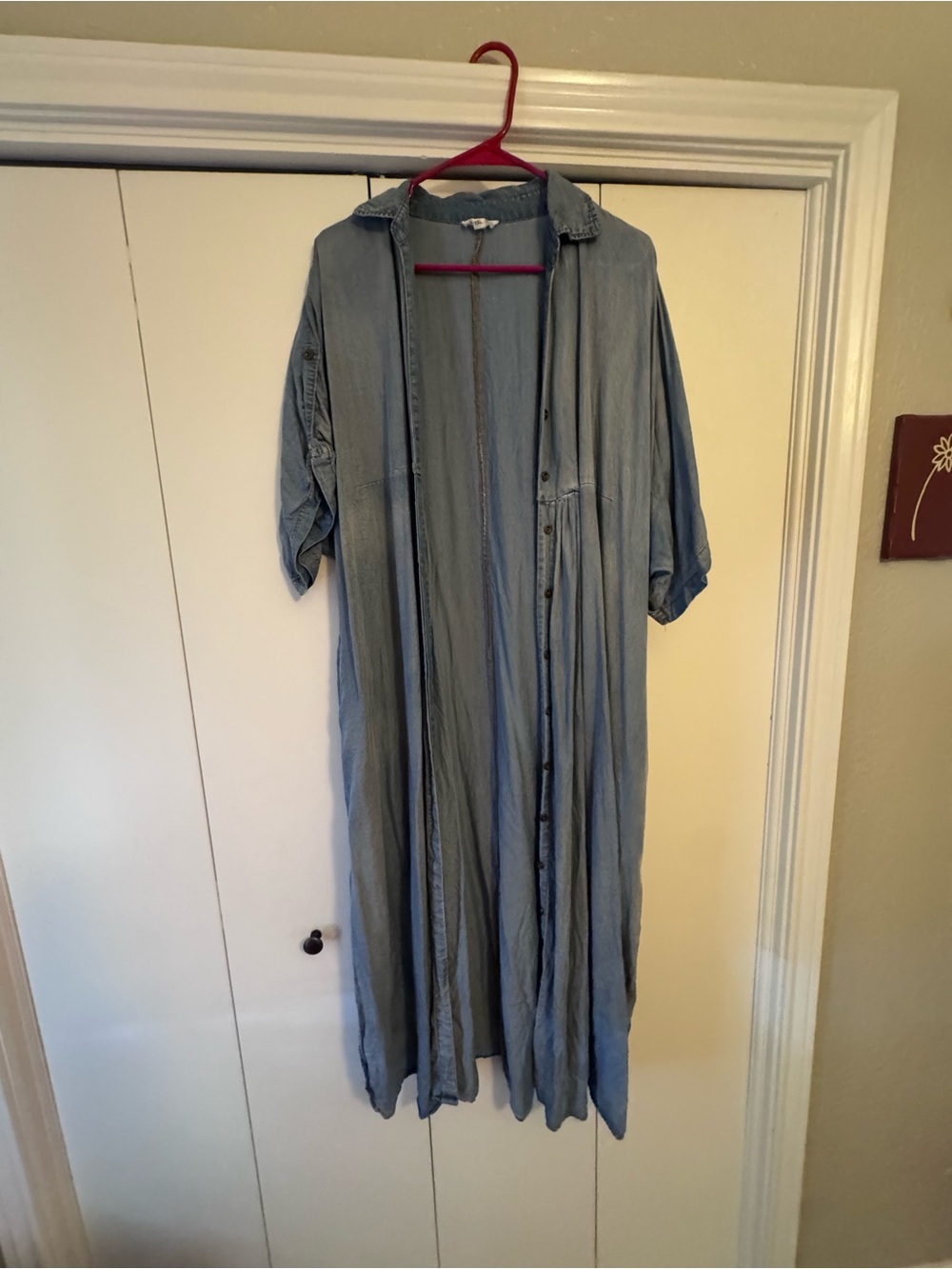 Light Blue Men's Long Button-Through Shirt
